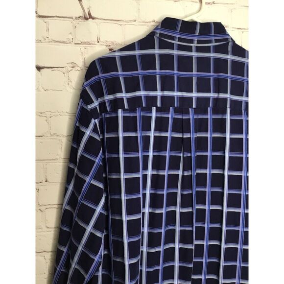 Cezani  Men's L Large Button Up Shirt Long Sleeve Blue Purple Check /Plaid * - Picture 11 of 12